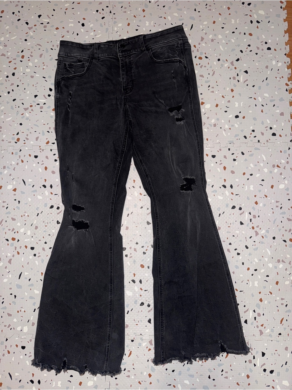 Maurices Black Distressed Flare Jeans
